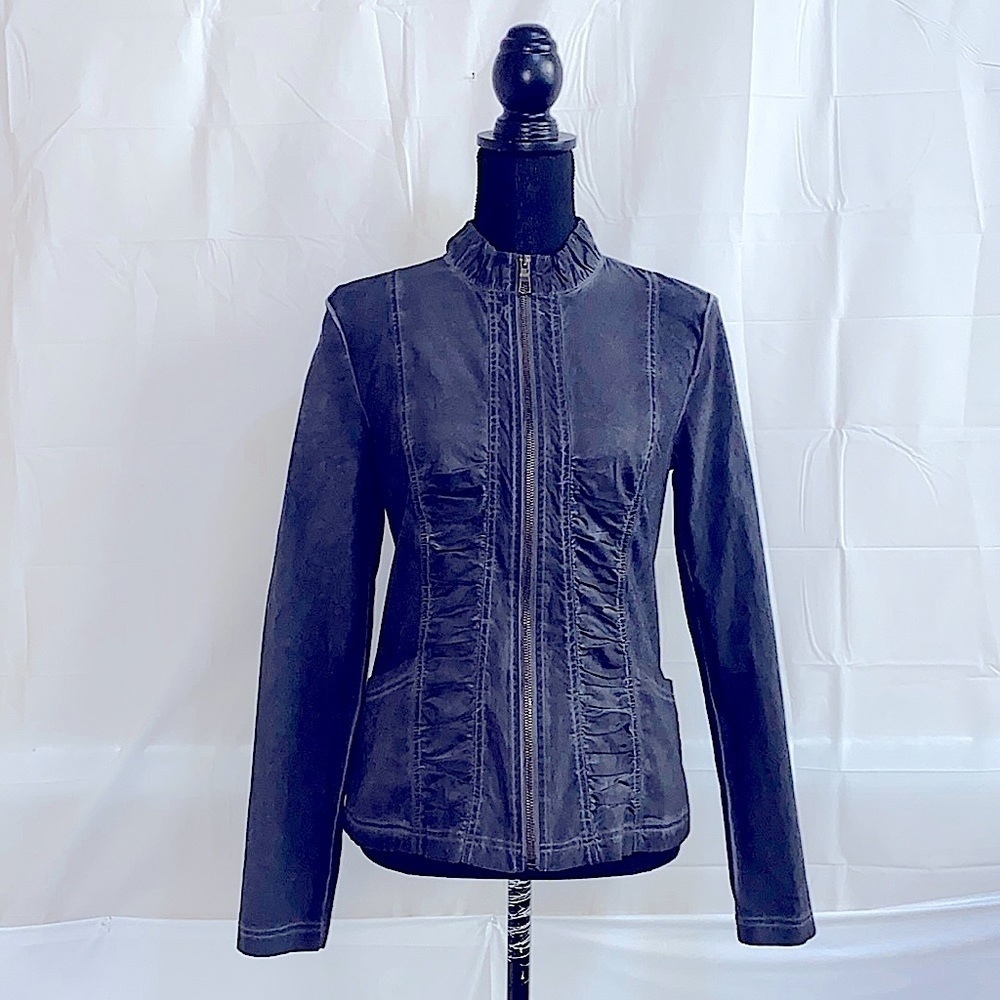 XCVI Black Light Weight Zip Front Cotton Jacket Size XS